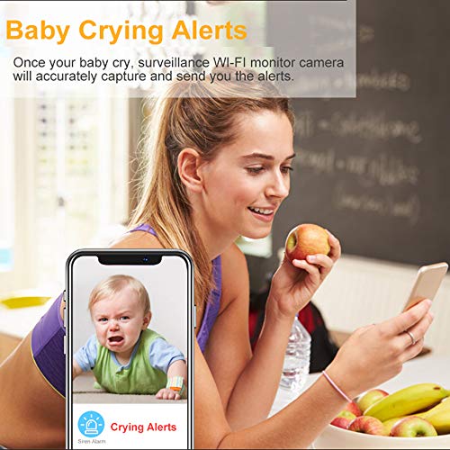 JLB7tech Baby Monitor,WiFi Baby Camera 1080P FHD Pan/Tilt/Zoom Remote View Camera with Crying Alerts,Night Vision,2-Way Audio and Sound&Motion Tracking for Baby/Elder/Pet Compatible with iOS/Android 