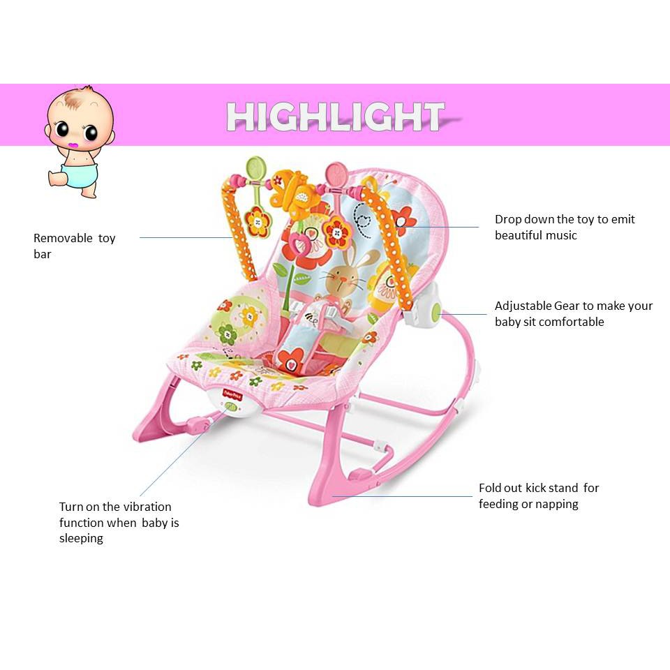 Jollybee Premium IBaby Rocker Bouncer New Born Toddler Music Chair