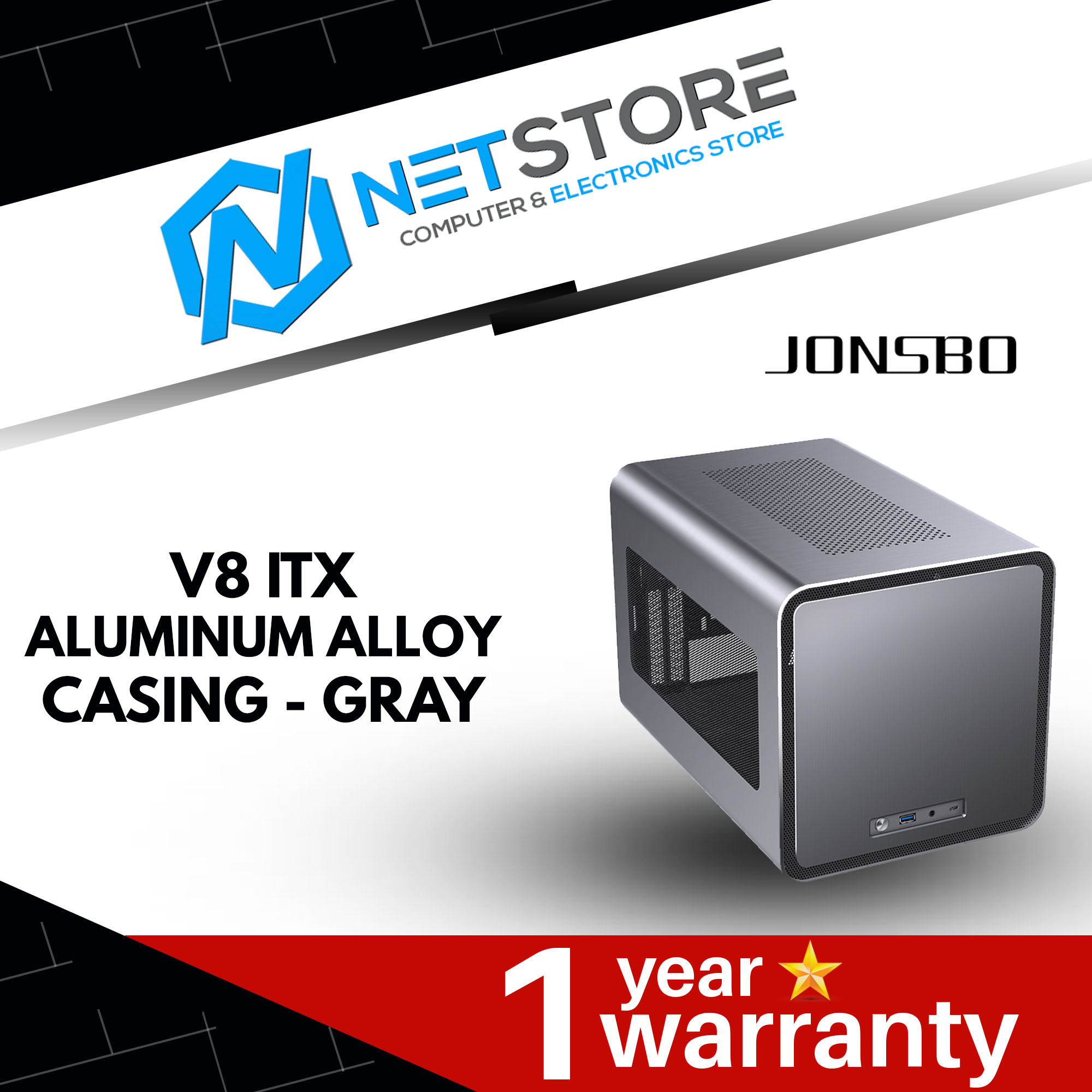 JONSBO V8 ITX ALUMINUM ALLOY CASING - GRAY - J-CA-V8-GRY