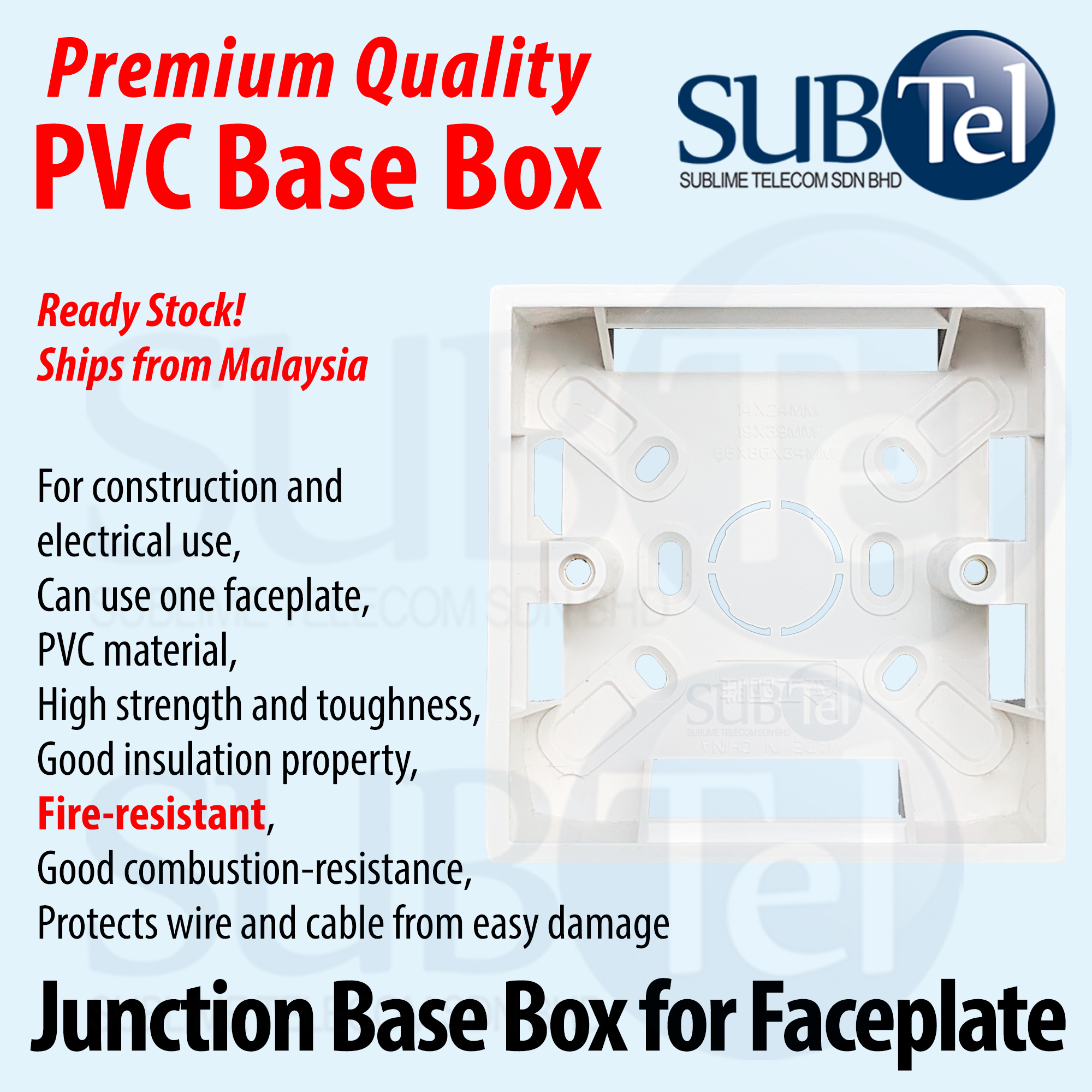 Junction Box for wall Faceplate PVC Switch Base Cover Socket Keystone