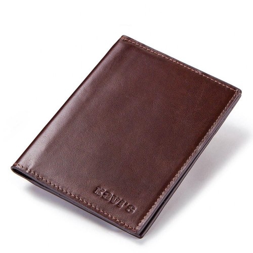 KAVIS Genuine Cowhide Leather Passport Holder Wallet Card RFID Blocking Purse