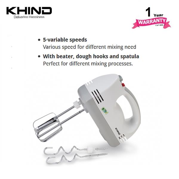 KHIND HM200 Hand Mixer with 5 Variables Speed