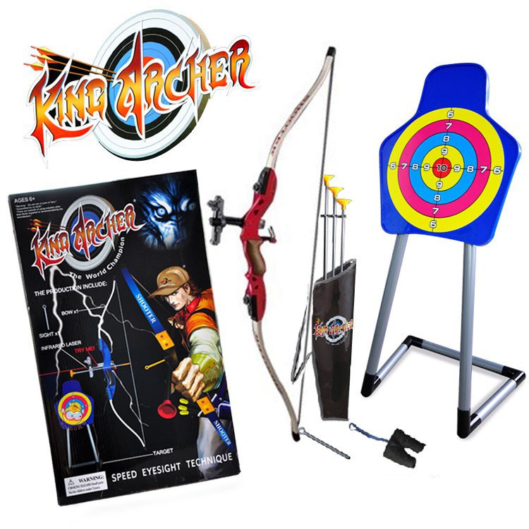 Kids Archery Bow Infrared Toxophily Arrow + Target Stand Sport Set Toy