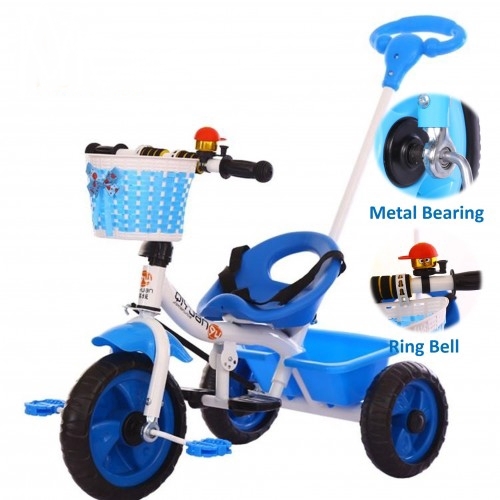 Kids Hand Push Tricycle Baby Walker Bicycle Ride On Bikes (Blue)