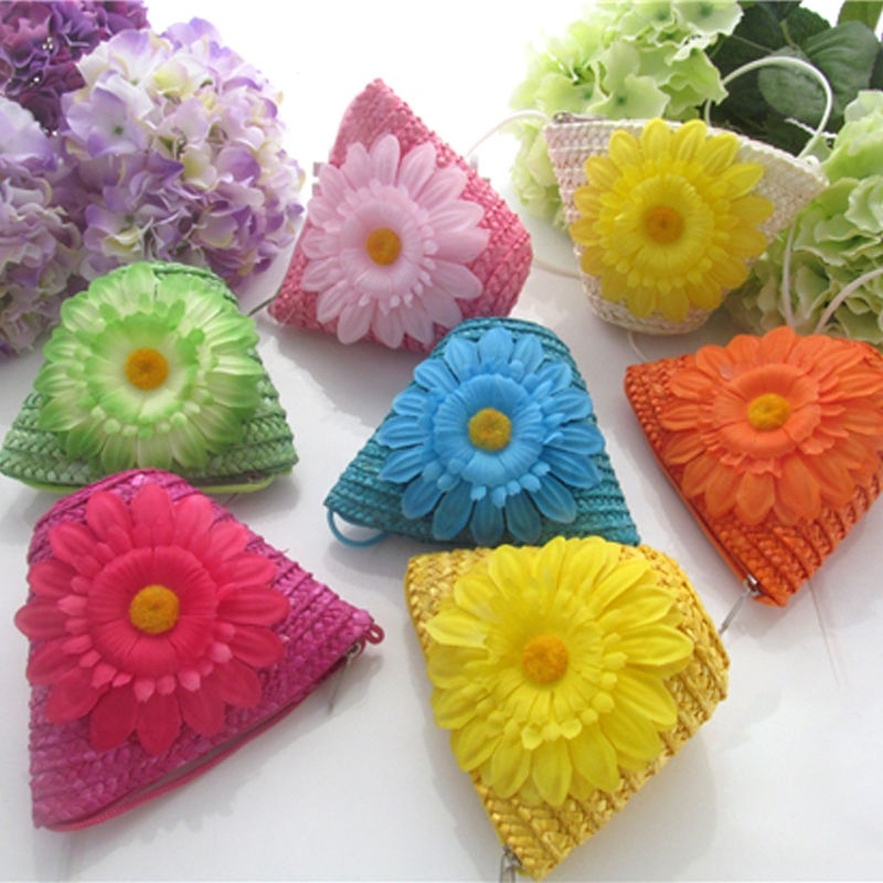 Kids Handwork Gerbera Straw Phone Bag Coin Purse Beach Messenger Shoul Kids Handwork Gerbera Straw Phone Bag Coin Purse Beach Messenger Shoul