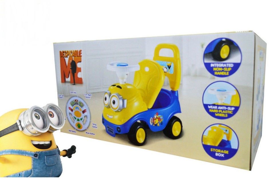 Kids Minion Music Steering Push Car Toys With Storage Box