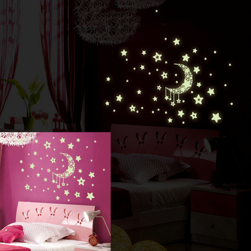 Kids Room Star Luminous Stickers Adhesive Glow In The Dark Wall Decor