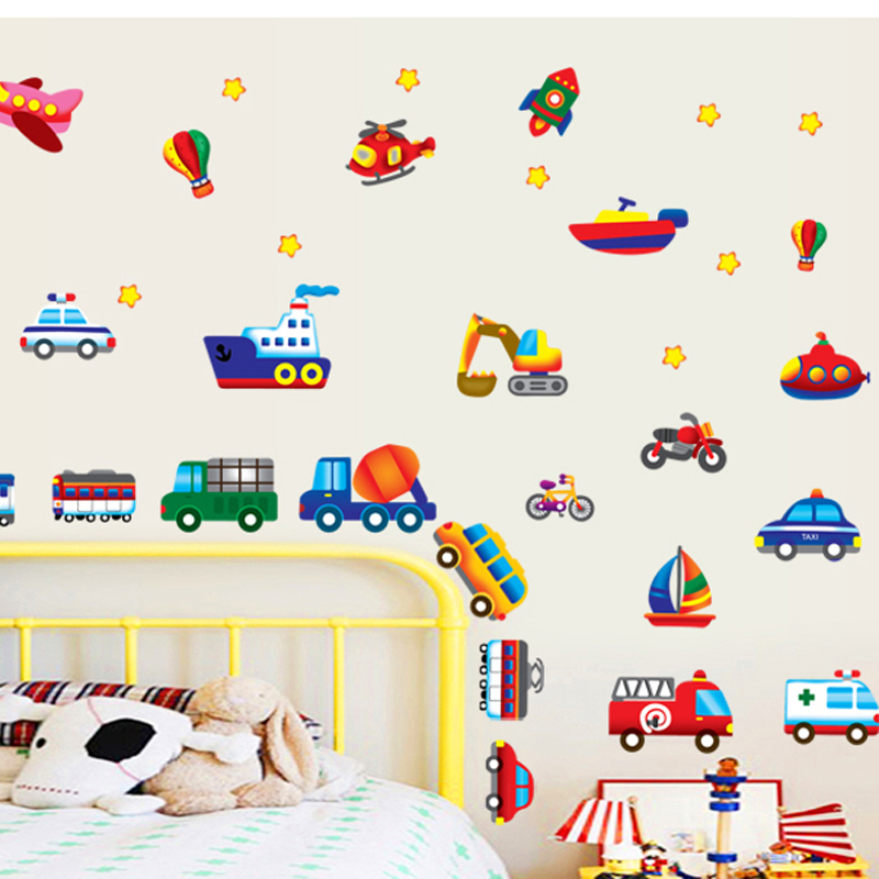 Kids Room Wall Stickers Cars Removable Children Bedroom Cute Wall Deca