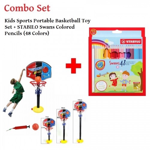 Kids Sports Portable Basketball Toy Set + STABILO Swans Colored Pencils