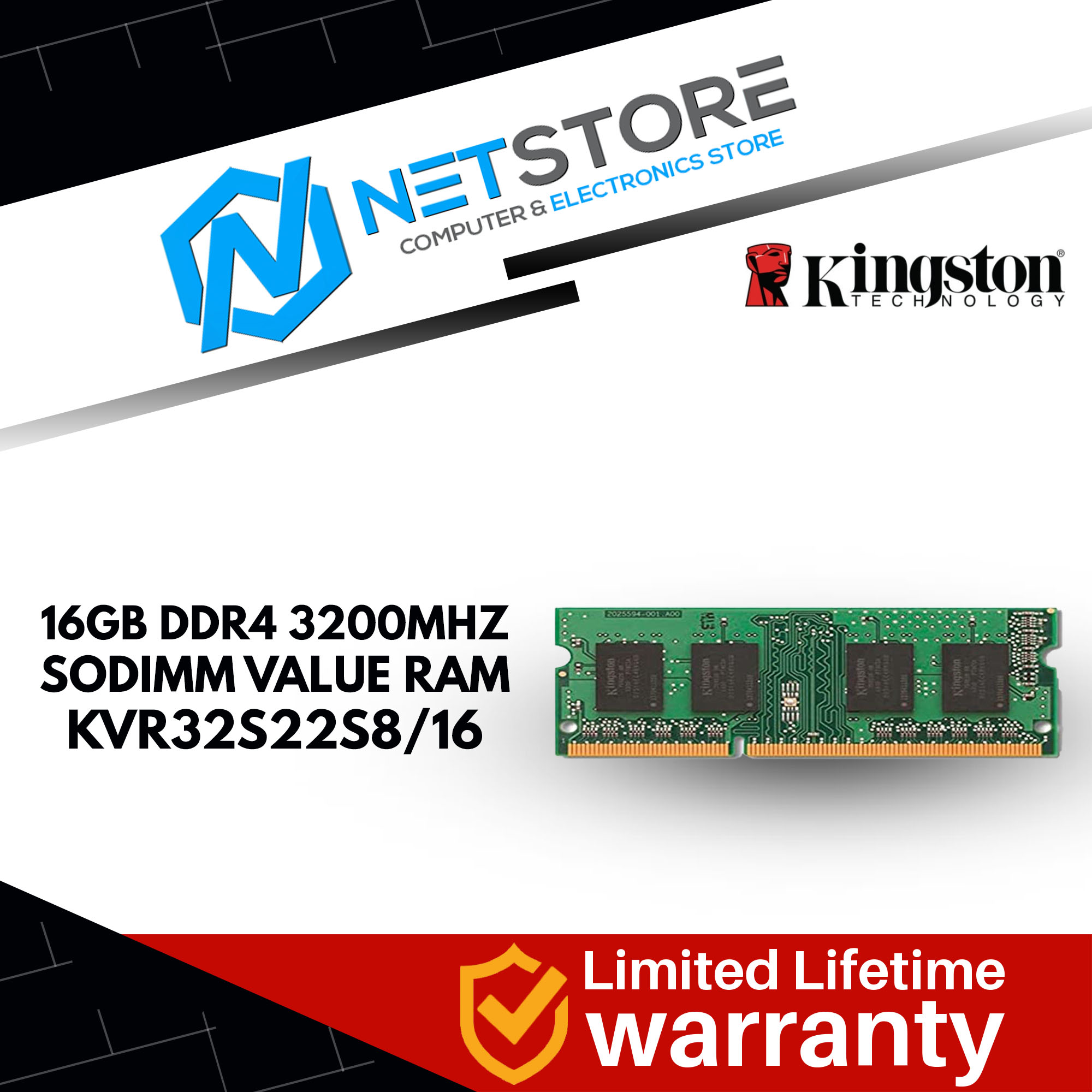 KINGSTON 16GB DDR4 3200MHZ SODIMM VALUE RAM - KVR32S22S8/16