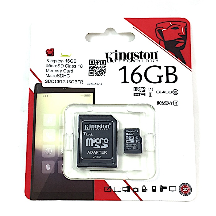 Kingston 16GB Micro SD Card 80MB/s Class 10 + Free Adapter