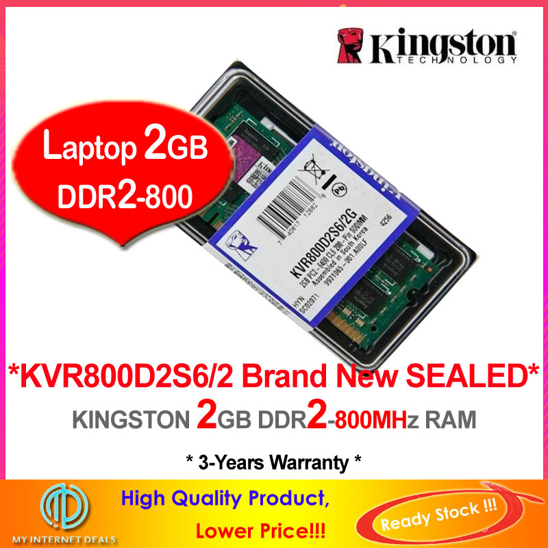 KINGSTON 2GB DDR2-800 NOTEBOOK RAM Memory (KVR800D2S6/2)