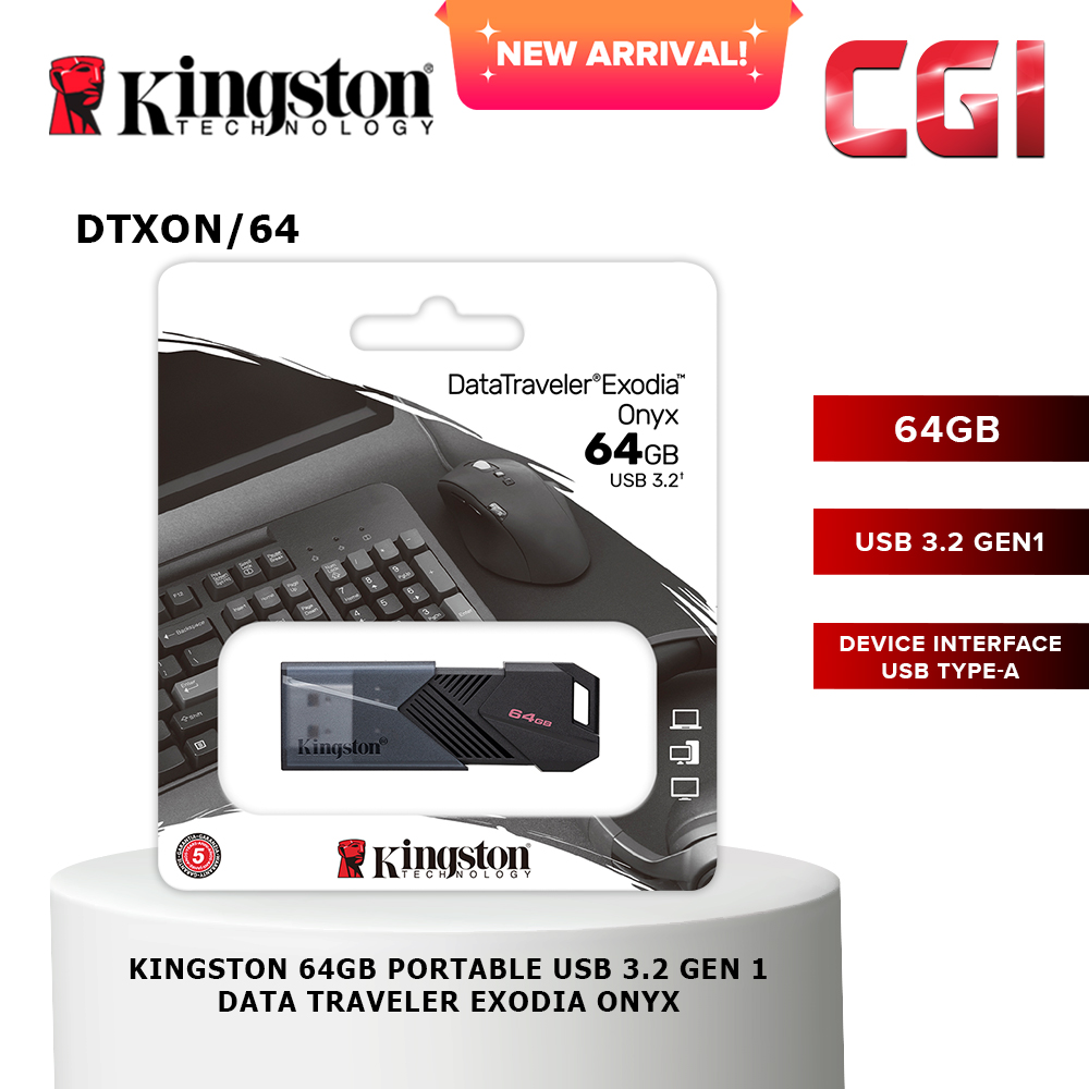 Kingston 64GB Datatraveler Exodia Onyx Type-A Flash Drive - DTXON/64GB