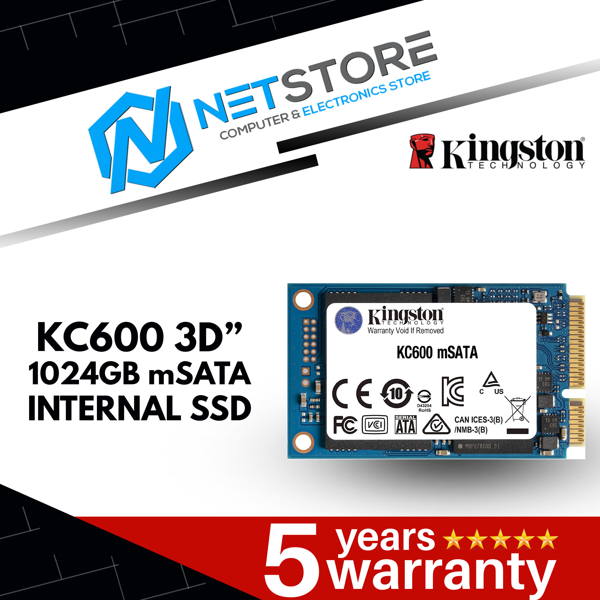KINGSTON KC600 3D&#8221; 1024GB mSATA INTERNAL SSD - SKC600MS/1024G