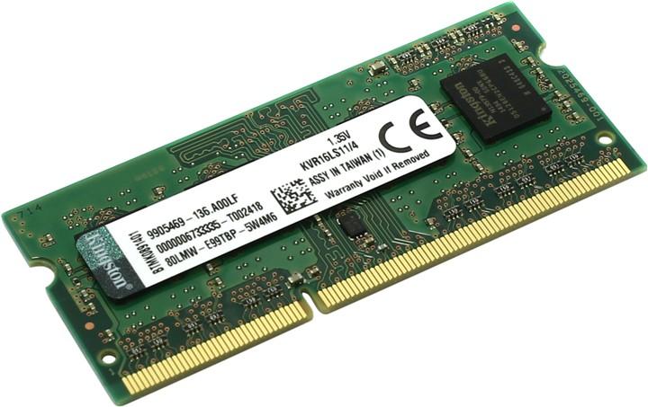 Kingston Notebook 4GB DDR3L RAM 1600MHz KVR16LS11/4 1.35V Low Voltage