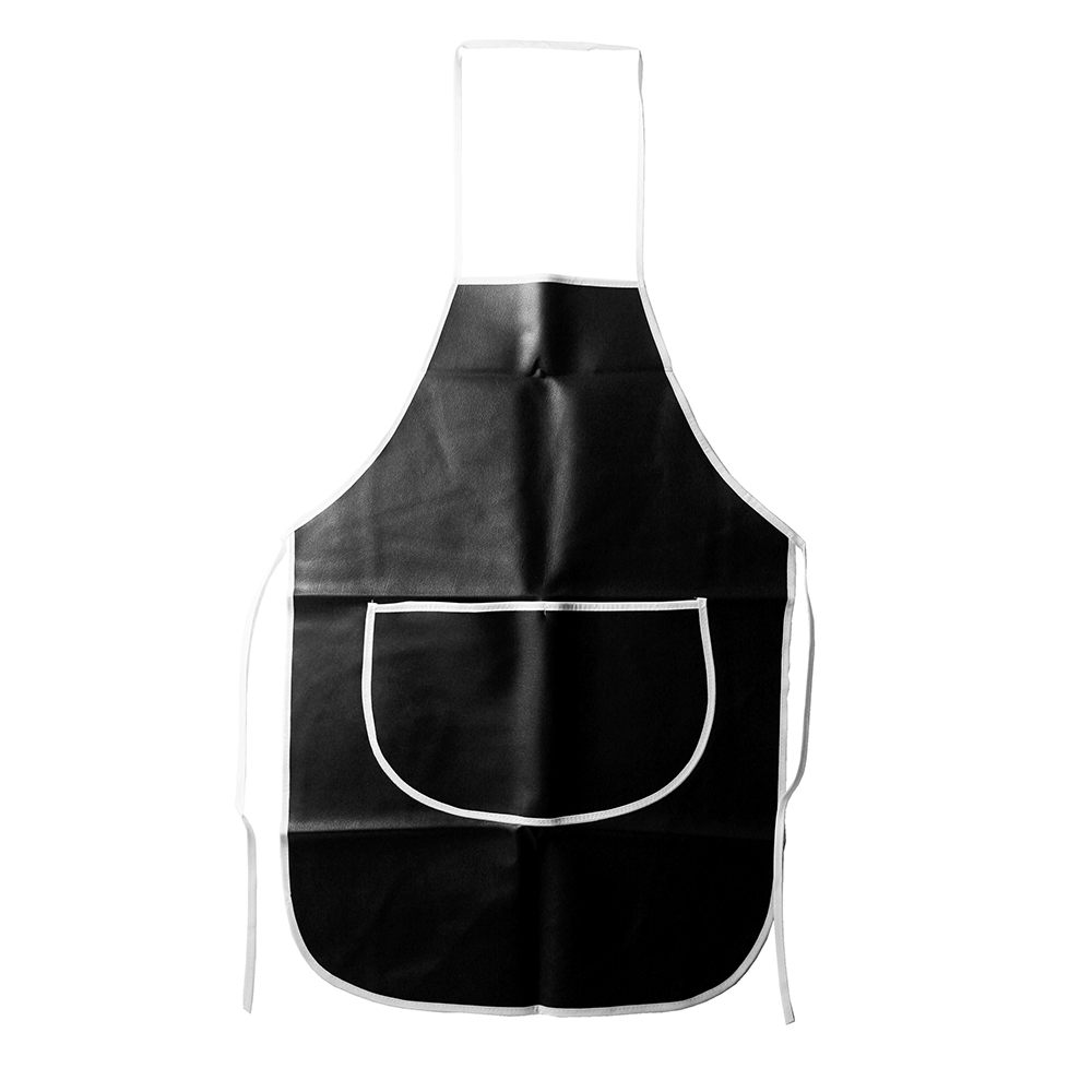 Kitchen P.V Leather 35 &quot; Waterdrop Resistant Kitchen Aprons Black{9509}