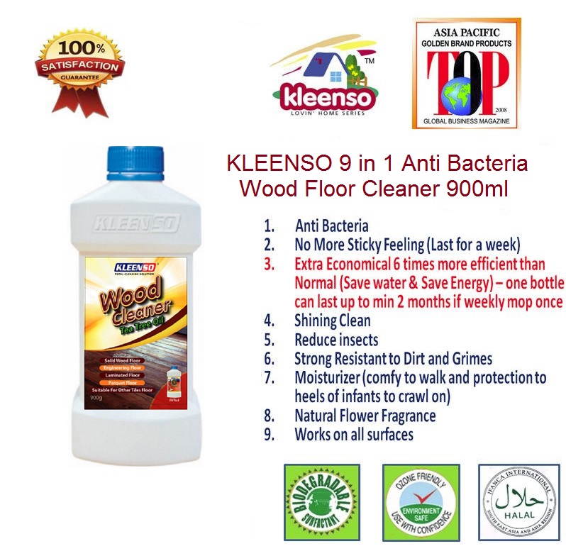KLEENSO 9 in 1 Anti-Bacterial Wood Floor Cleaner 900ml