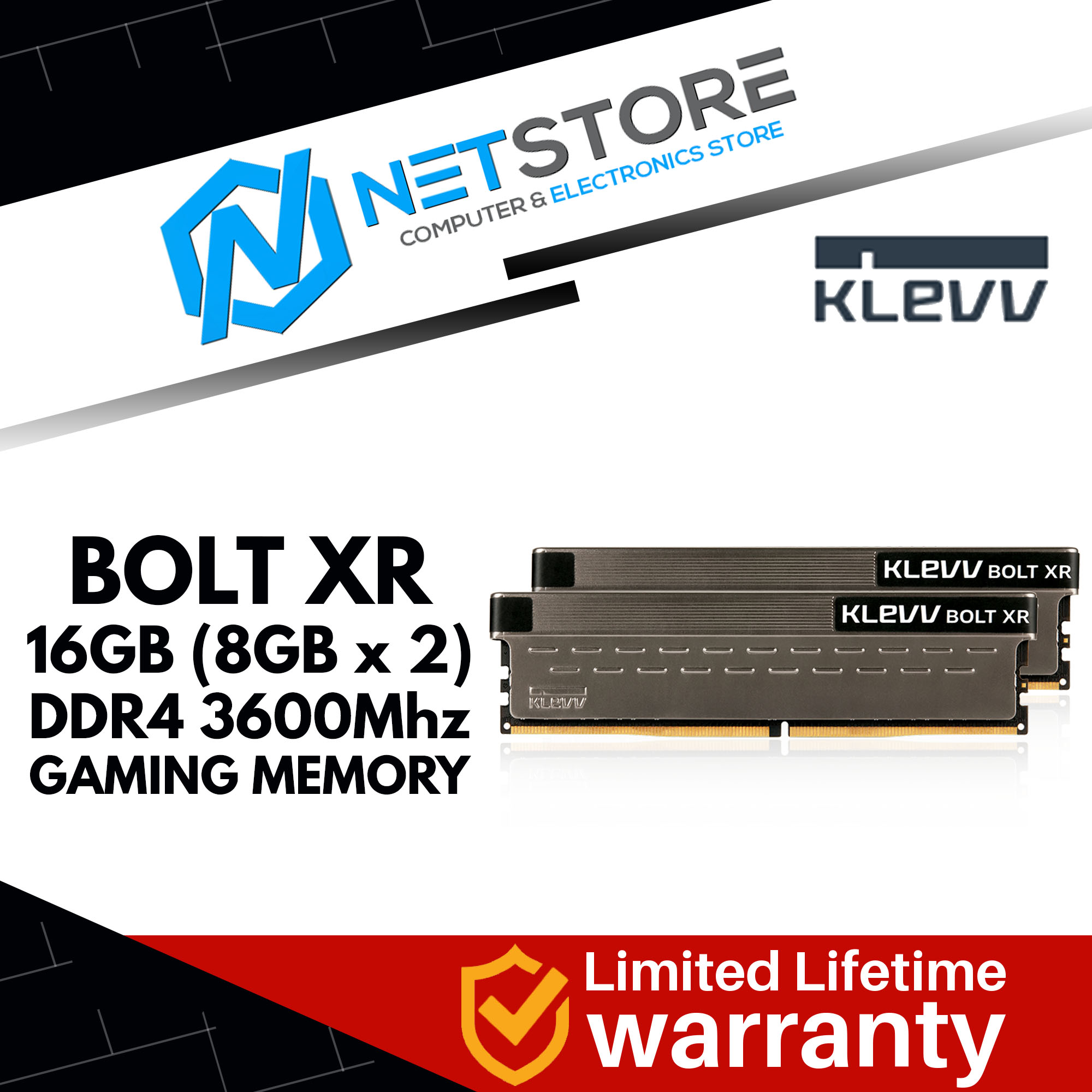KLEVV BOLT XR 16GB (8GB x 2) DDR4 3600Mhz GAMING MEMORY