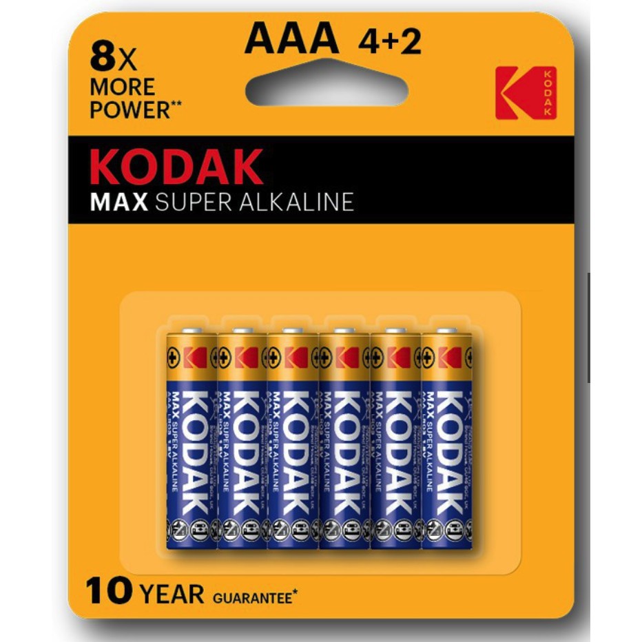 KODAK MAX Super Alkaline AAA Size Blister Battery (4pcs +2pcs Pack)