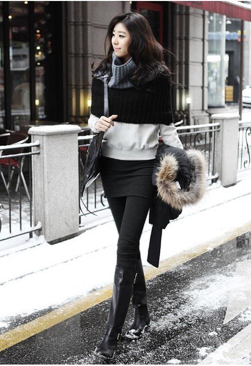 Korean 2 in 1 Look Slim Bodycon Skirt Legging Skirt Legging, for Work,