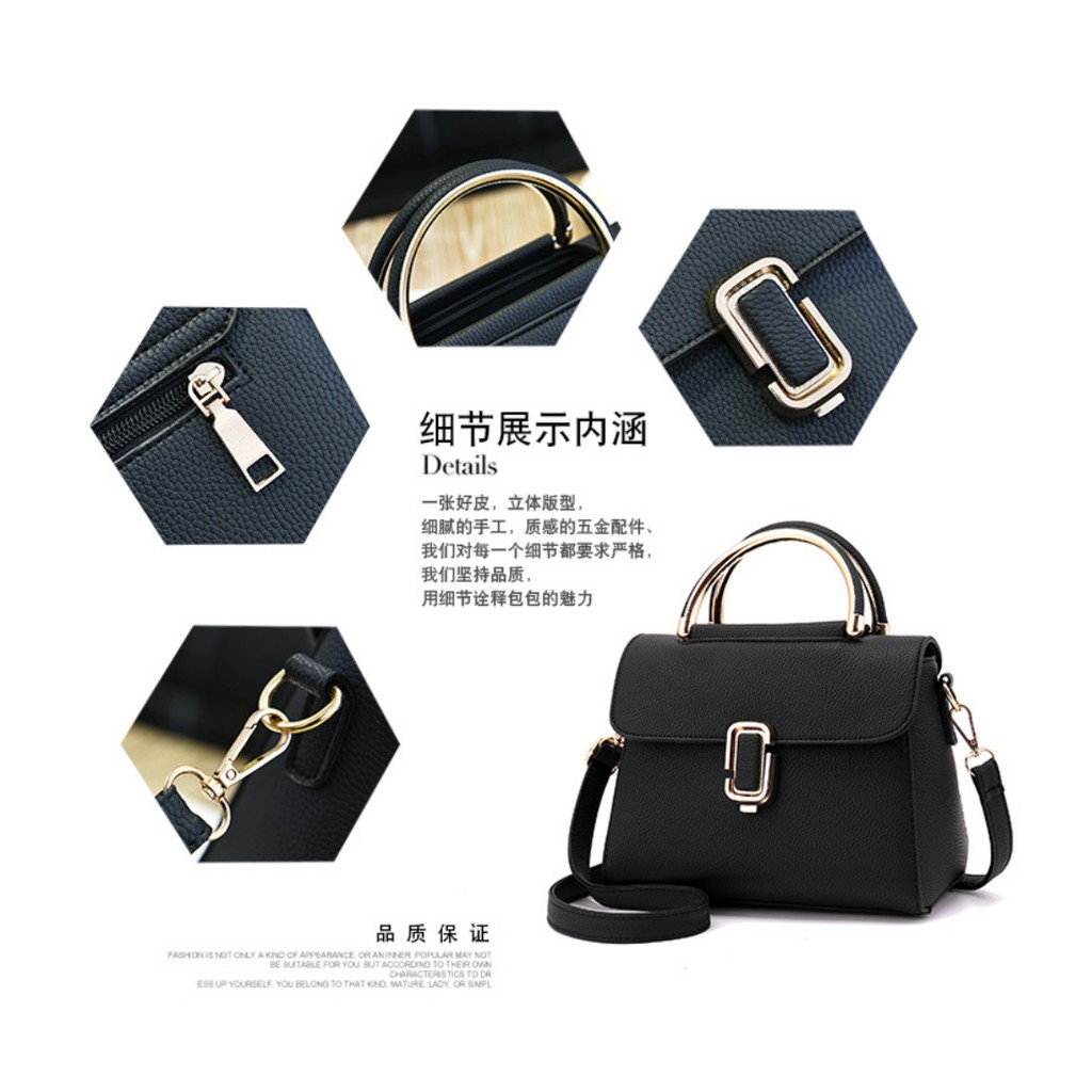 Korean Buckle Design PU Leather Crossbody Bag