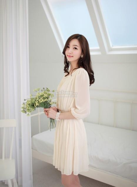 3/4 Sleeve Chiffon Dress