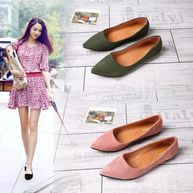 Korean Ladies Fashion Vintage Color Comfy Velvet Pointed Flat Shoes Korean Ladies Fashion Vintage Color Comfy Velvet Pointed Flat Shoes