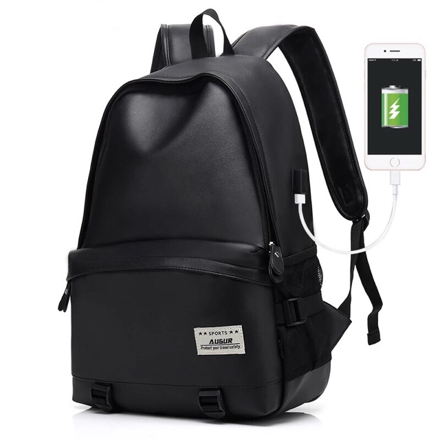 Korean Leather Stylish USB Backpack
