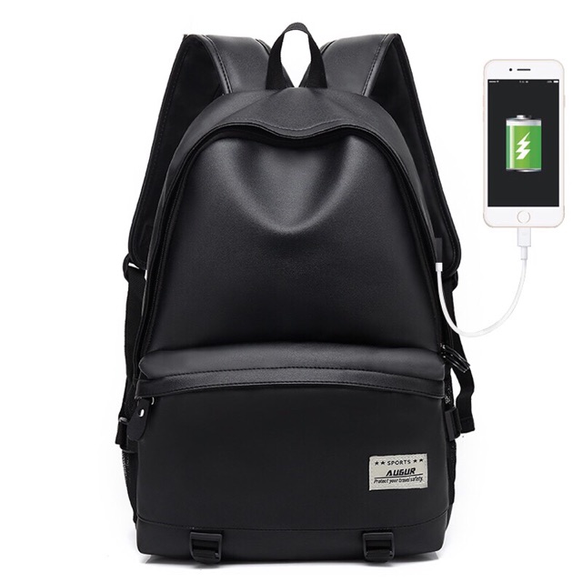Korean Leather Stylish USB Backpack