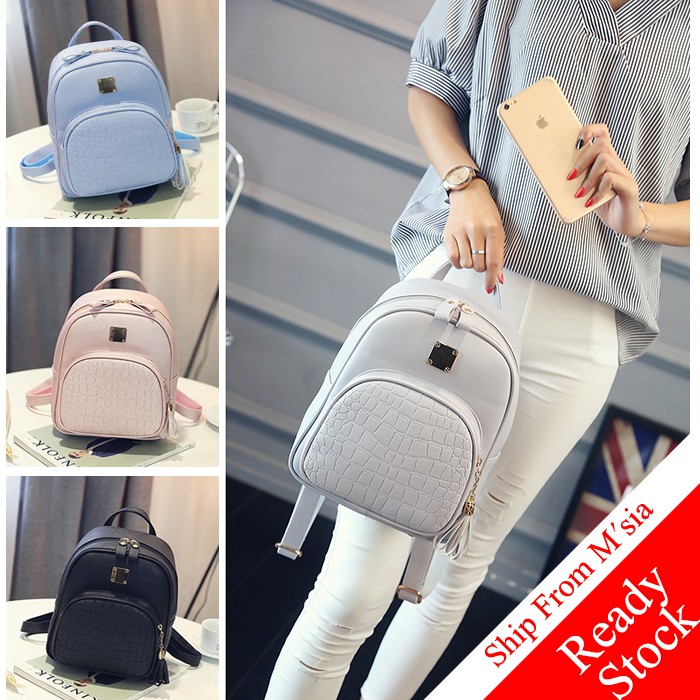 Korean Premium Pu Leather Bagpack Women Travel Backpack Bag