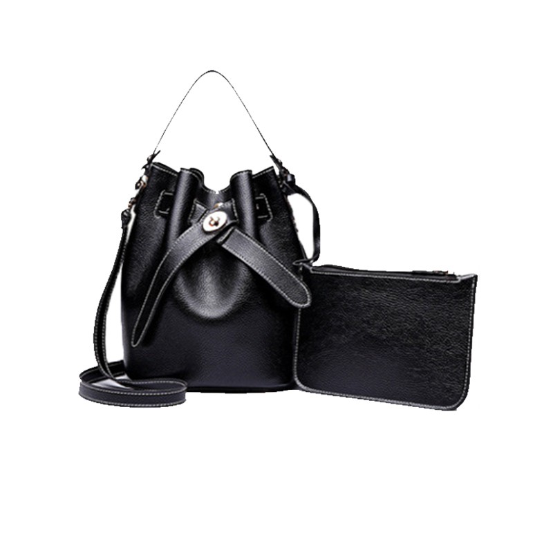 Korean Style 2 In 1 PU Leather Bucket Sling Bag Set