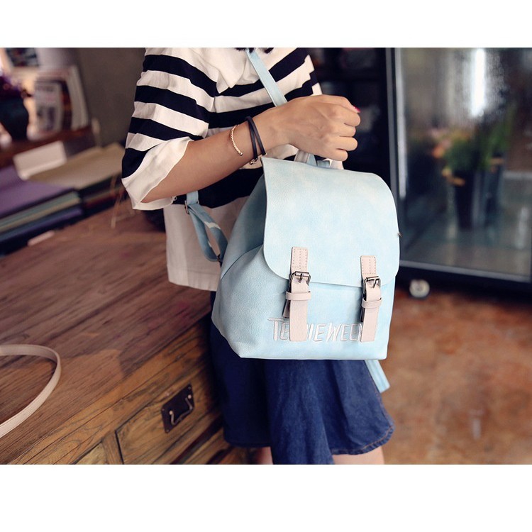 Korean Style 936 PU Leather Backpack