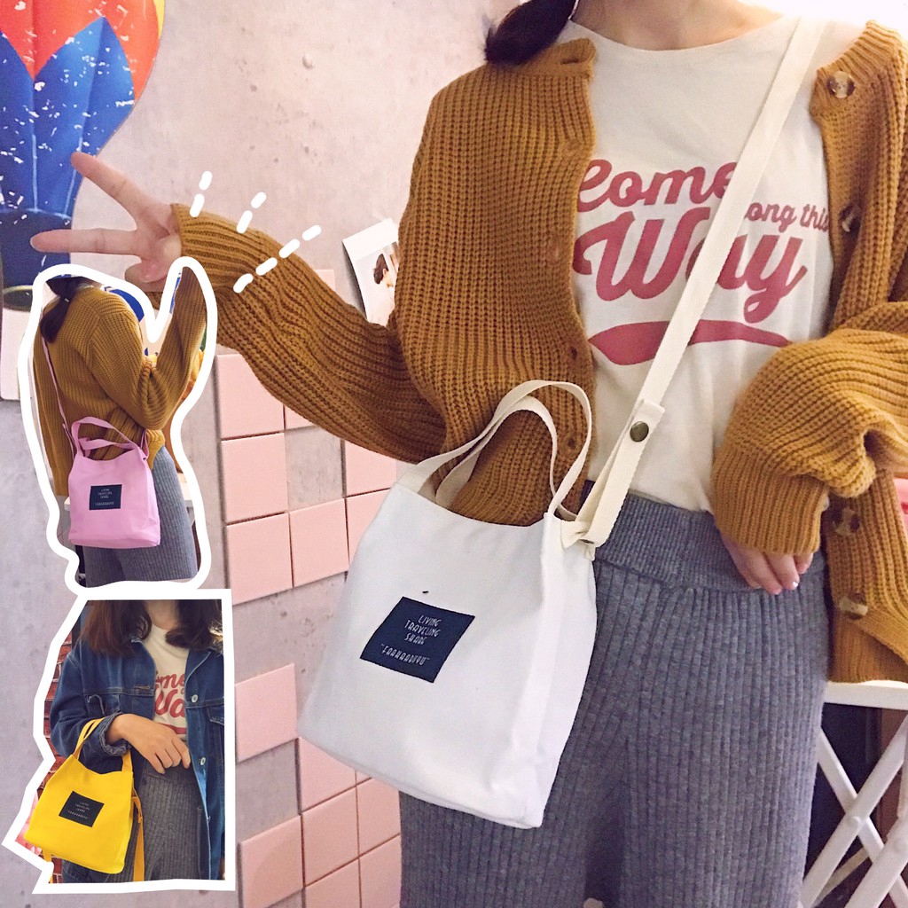 Korean Style Canvas Mini Size Sling Bag