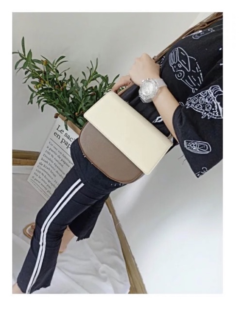 Korean Style Retro Elegant Simple Half Round Women Sling Bag Beg Tangan Wanita
