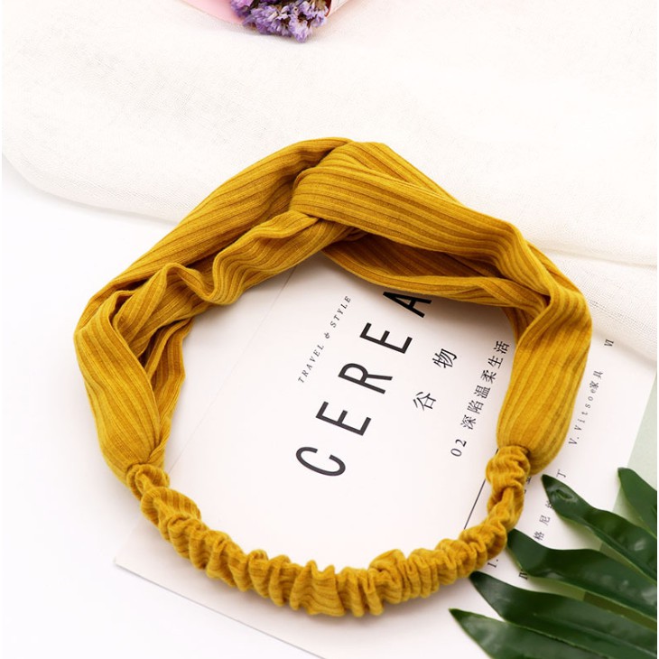 Korean Styles Fabric Solid Color Knotted Hairband Women Hair Band