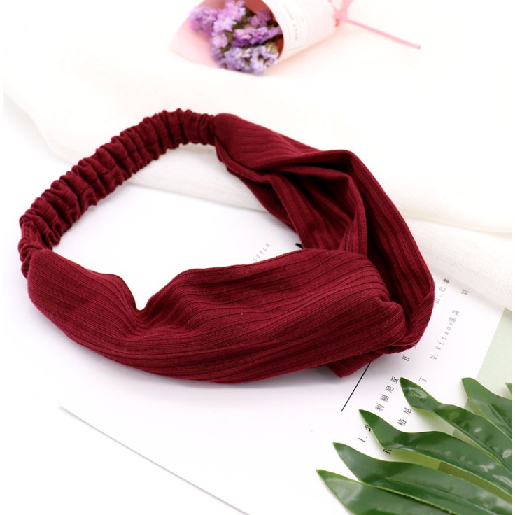 Korean Styles Fabric Solid Color Knotted Hairband Women Hair Band