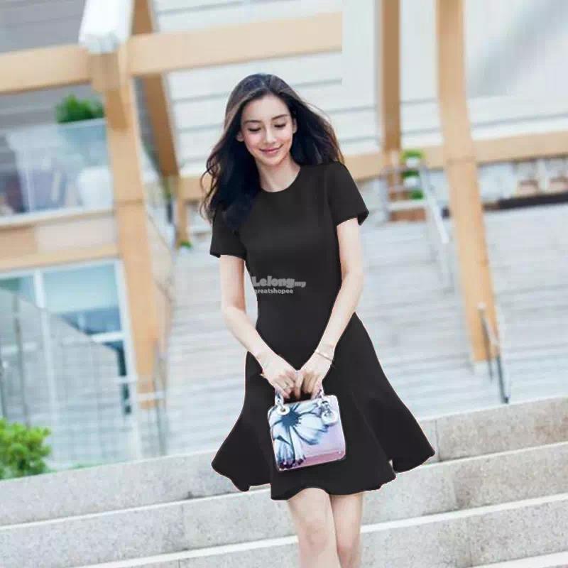 Korean Summer Fashion A Line Fishtail Dress Red Black S 2XL Korean Summer Fashion A Line Fishtail Dress Red Black S 2XL