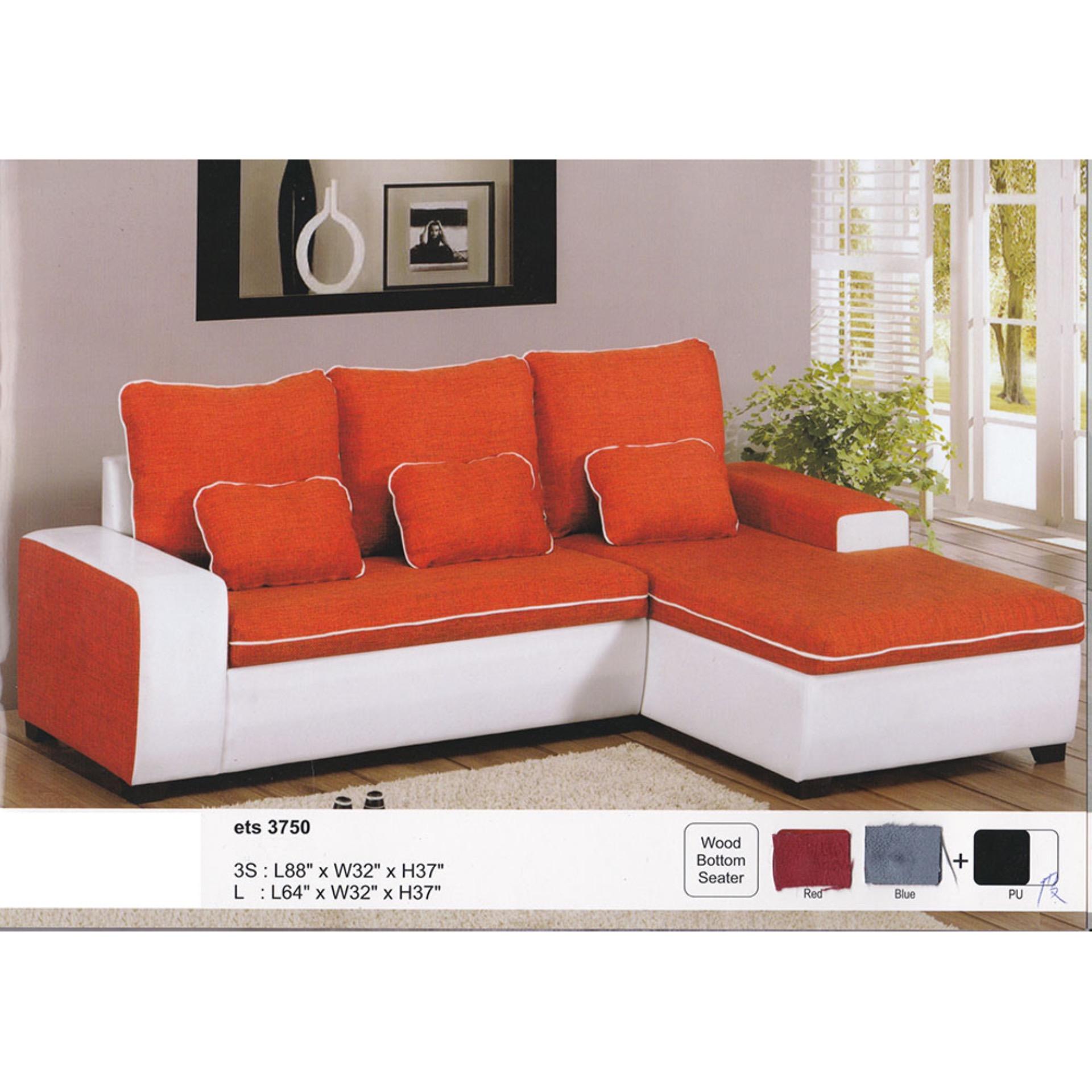 L Shape Fully Water Resistant Fabric Sofa Orange Color