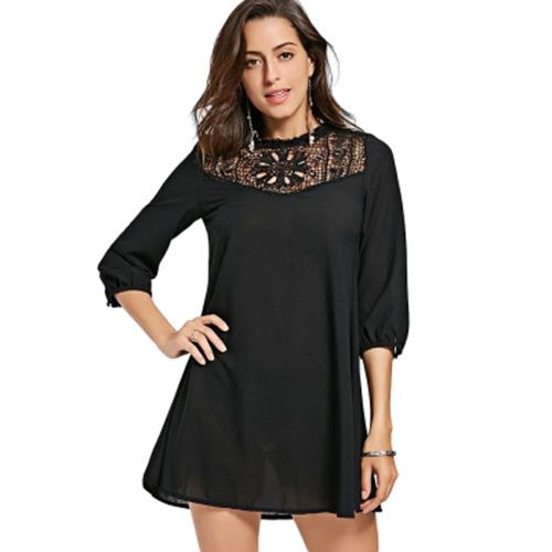 Black Mini Chiffon Dress