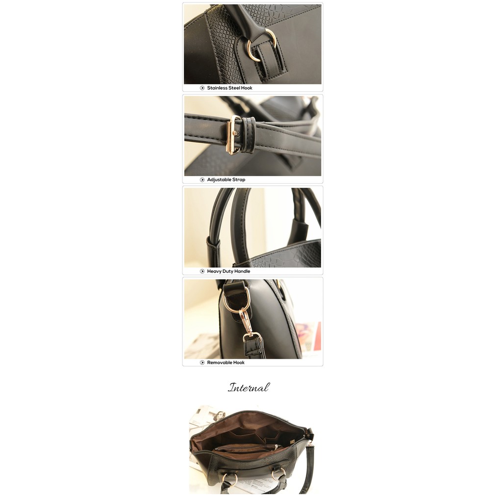 Lady's Bag Korean Faux Crocodile Leather Shopper Handbag