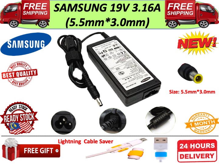 LAPTOP ADAPTER FOR SAMSUNG SERIES 19V 3.16A ( 5.5MM*3.0MM) )