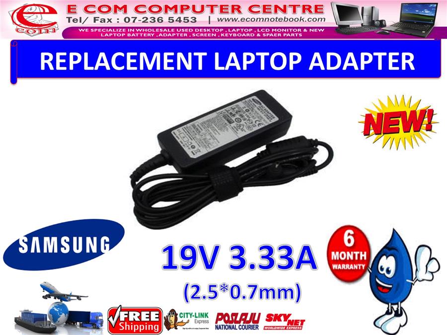 LAPTOP ADAPTER FOR SAMSUNG SERIES 19V 3.33A (2.5MM*0.7MM)