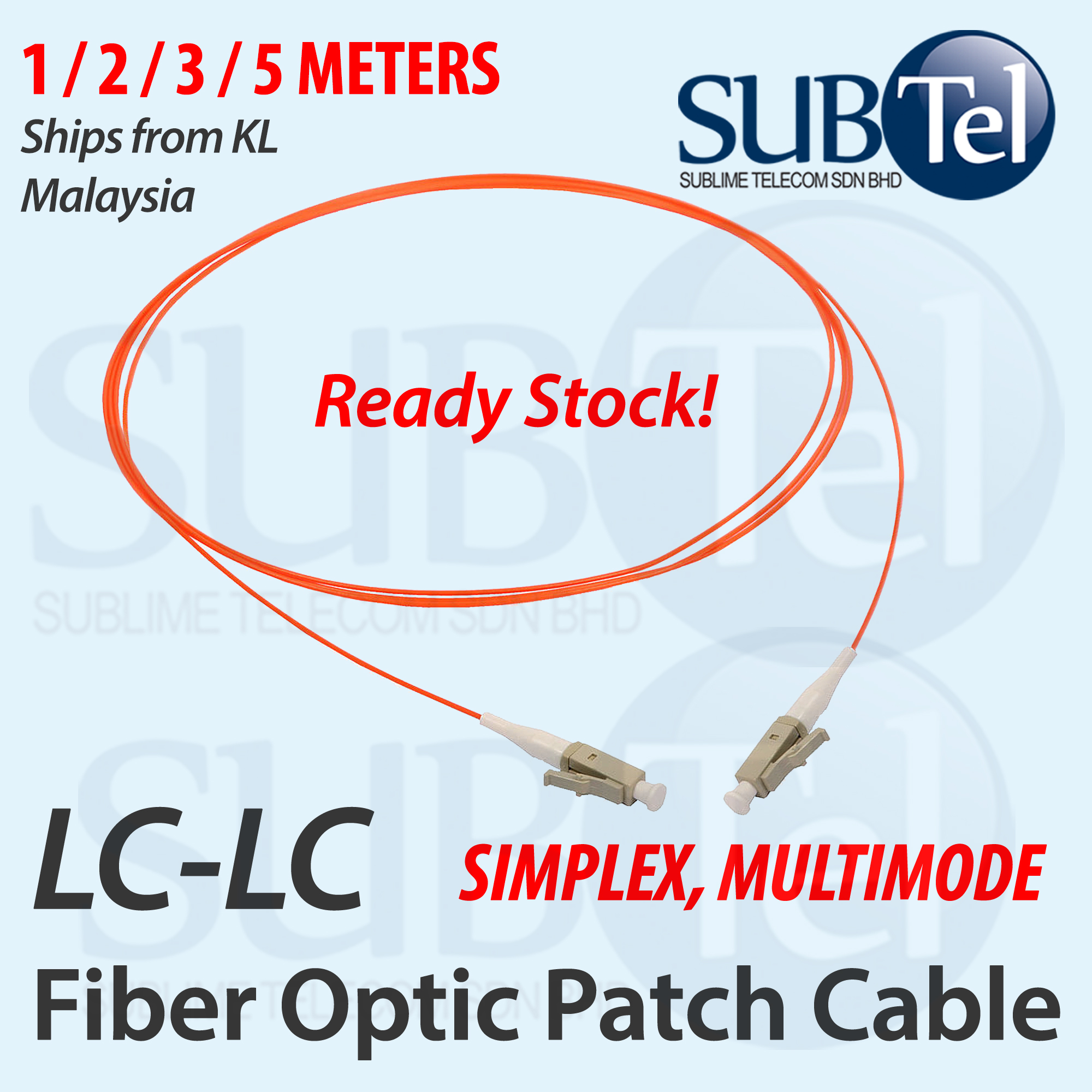 LC-LC OM2 Multi Mode Simplex Fiber Optic Patch Cord Cable 1M 3M 5M 10M
