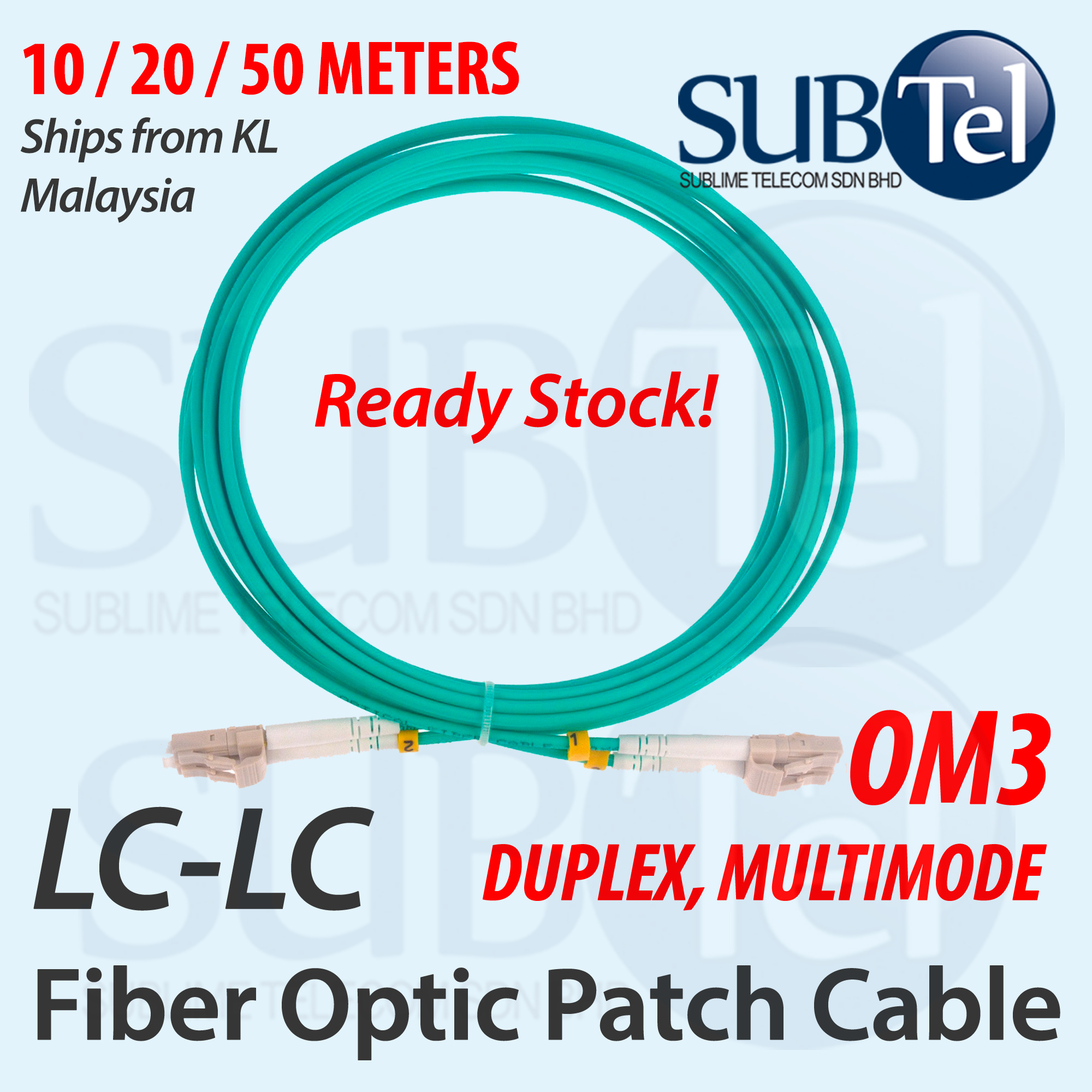 LC-LC OM3 Multi Mode Duplex Fiber Optic Patch Cord Cable Multimode MM