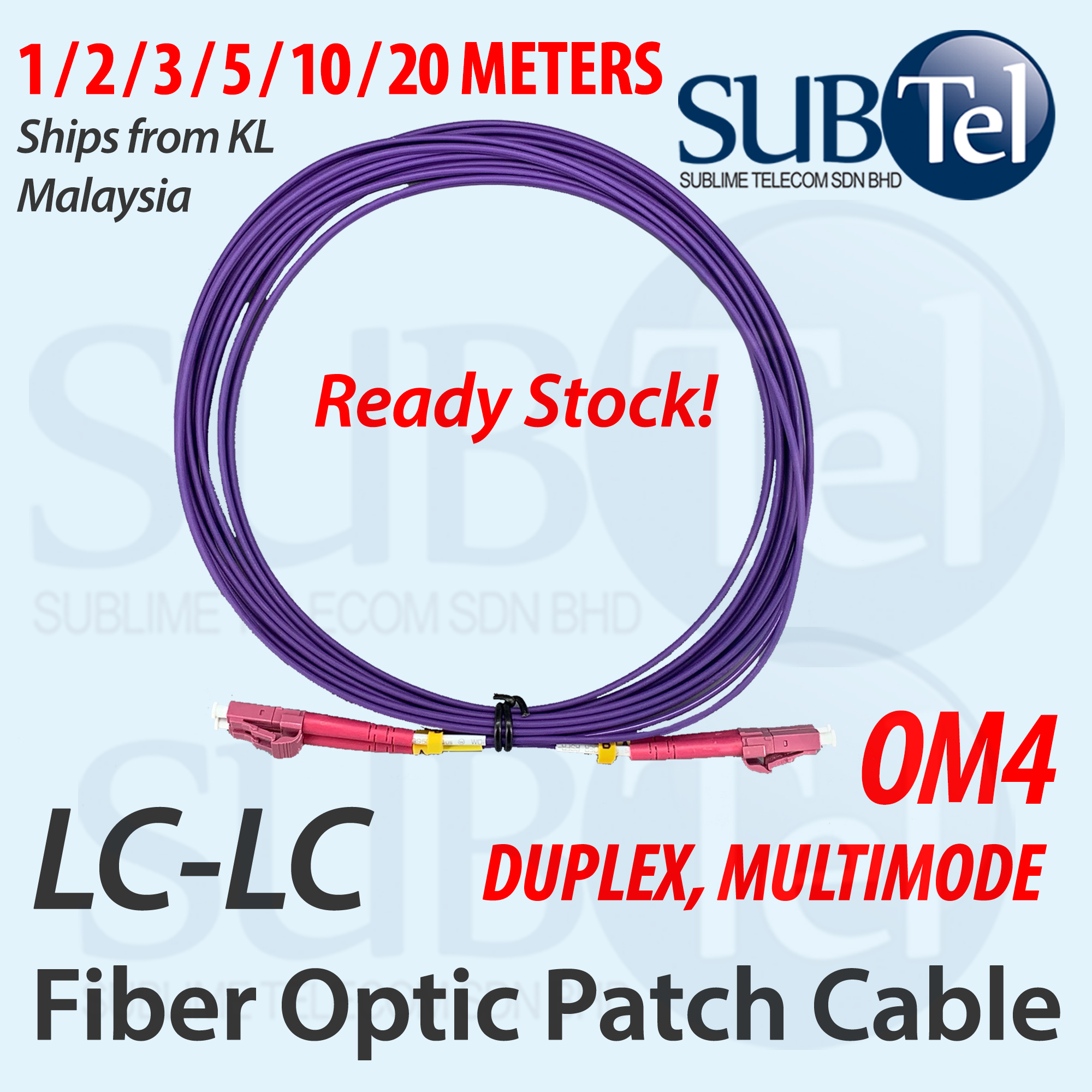 LC-LC OM4 Multi Mode Duplex Fiber Optic Patch Cord Cable LC to LC MM