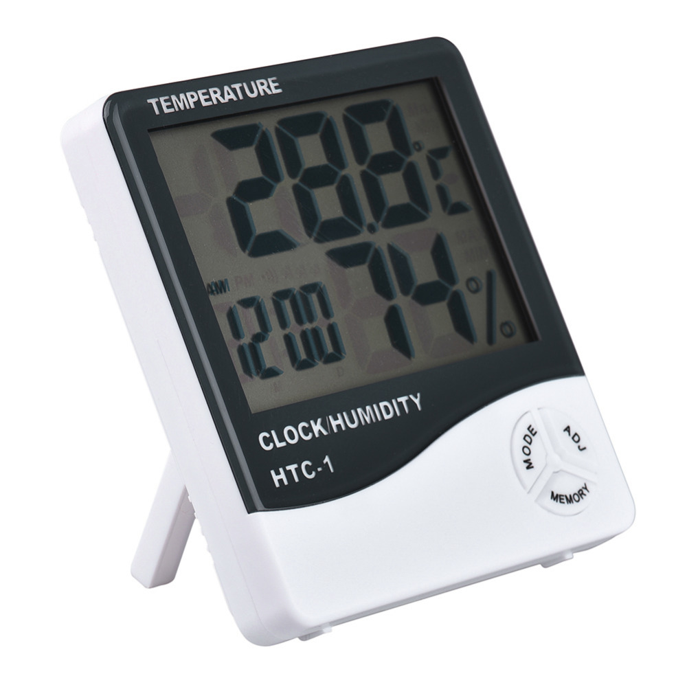 LCD Digital Temperature Humidity Meter Thermometer clock