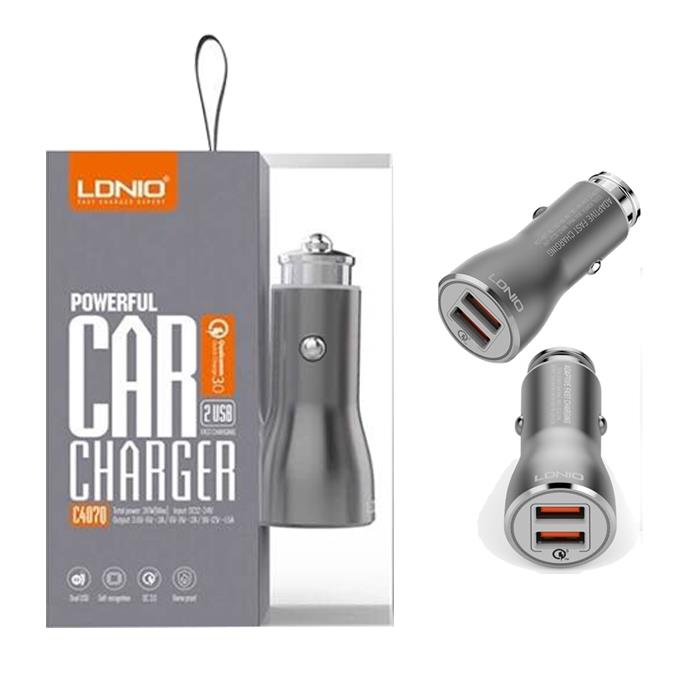 LDNIO C4070 POWERFUL CAR CHARGER 2 USB PORT QUALCOMM QUICK CHARGE 3.0