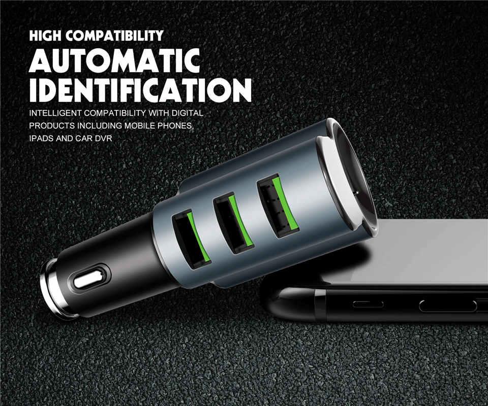 LDNIO CM21 Smart Bluetooth Headset 4.2A Auto-ID 3 USB Port Car Charger