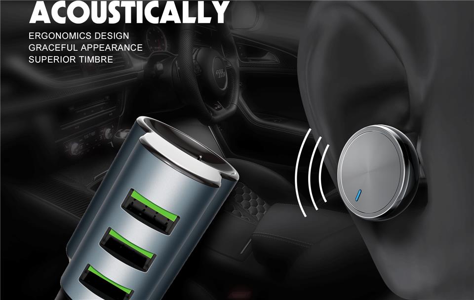 LDNIO CM21 Smart Bluetooth Headset 4.2A Auto-ID 3 USB Port Car Charger