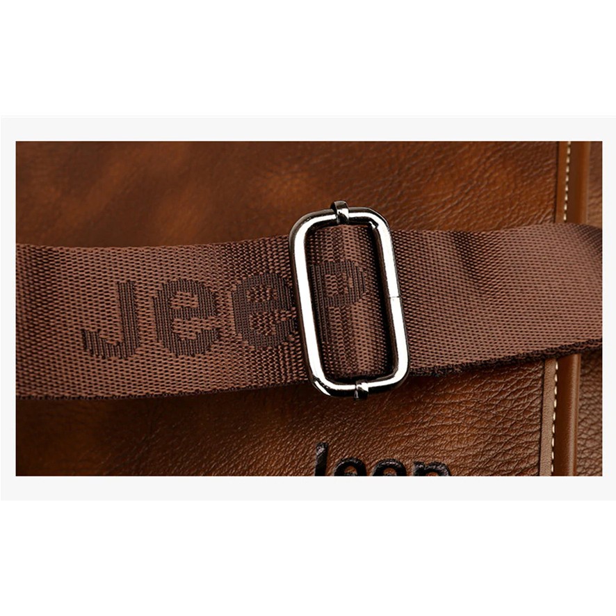 Leather Bag Men Briefcase Messenger Bag 14 inch Jeep Bag Shoulder Bag
